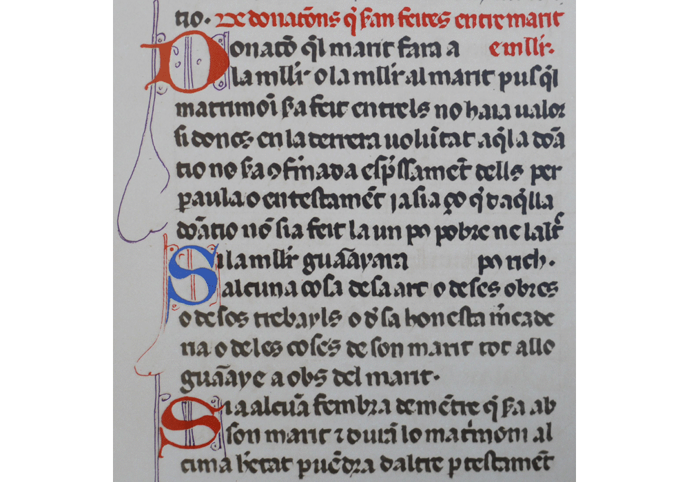 Furs Regne de València-Boronat de Pera-Jaime I Aragón-Manuscript-Illuminated codex-facsimile book-Vicent García Editores-7 Marriage Donation.